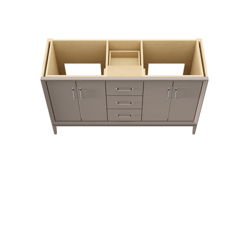 Alexandra Double Bath Vanity, Taos Taupe, 60", Polished Chrome