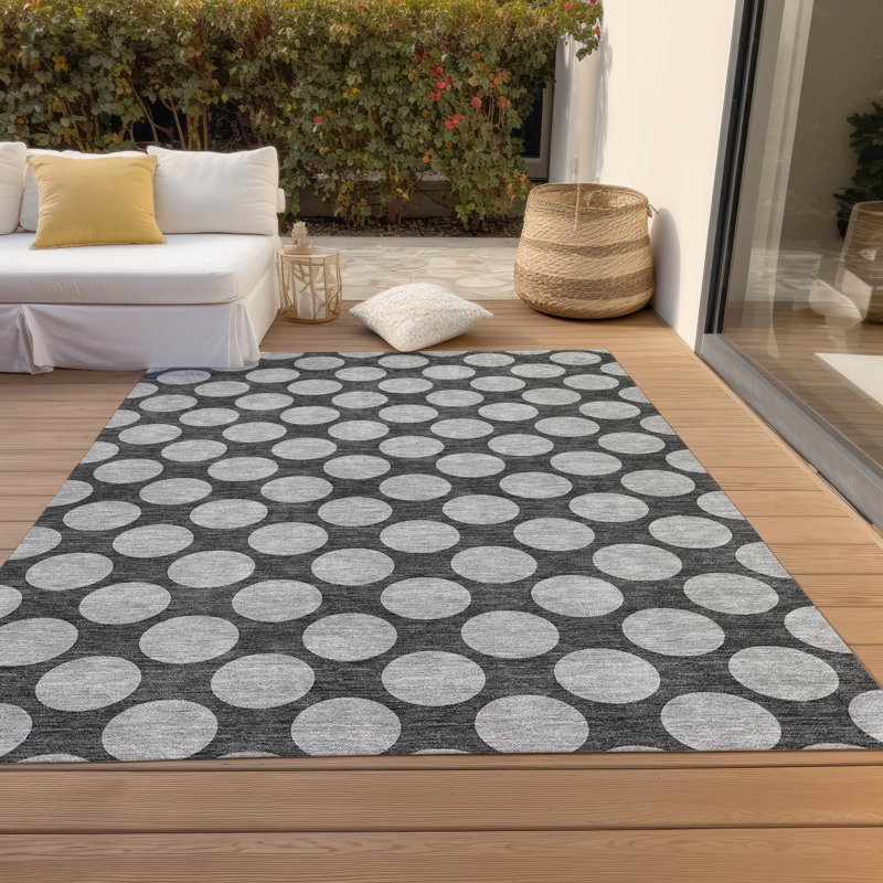 Chayden Flatweave Washable Polka Dots Indoor / Outdoor Rug, Rectangle 2'6" x 3'10"