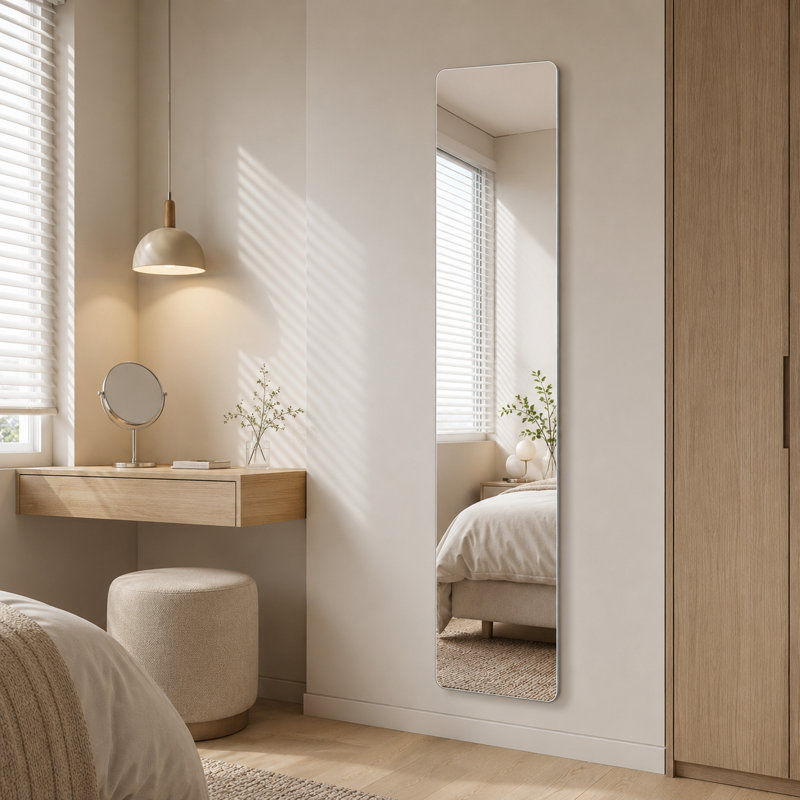 Miroir pleine grandeur 59 po x 16 po - Miroir mural d'angle sans cadre pour chambre à coucher, salon et vestiaire