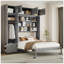 Grand lit escamotable mural avec armoire supérieure, tablettes et garde-robe, conception pliable peu encombrante-1590240630