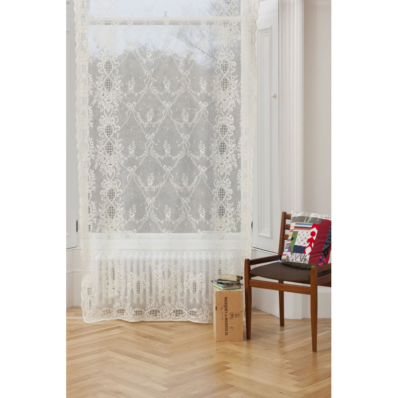 Polly Cotton Blend Sheer Single Curtain Panel, White, 130 W x 242 D cm