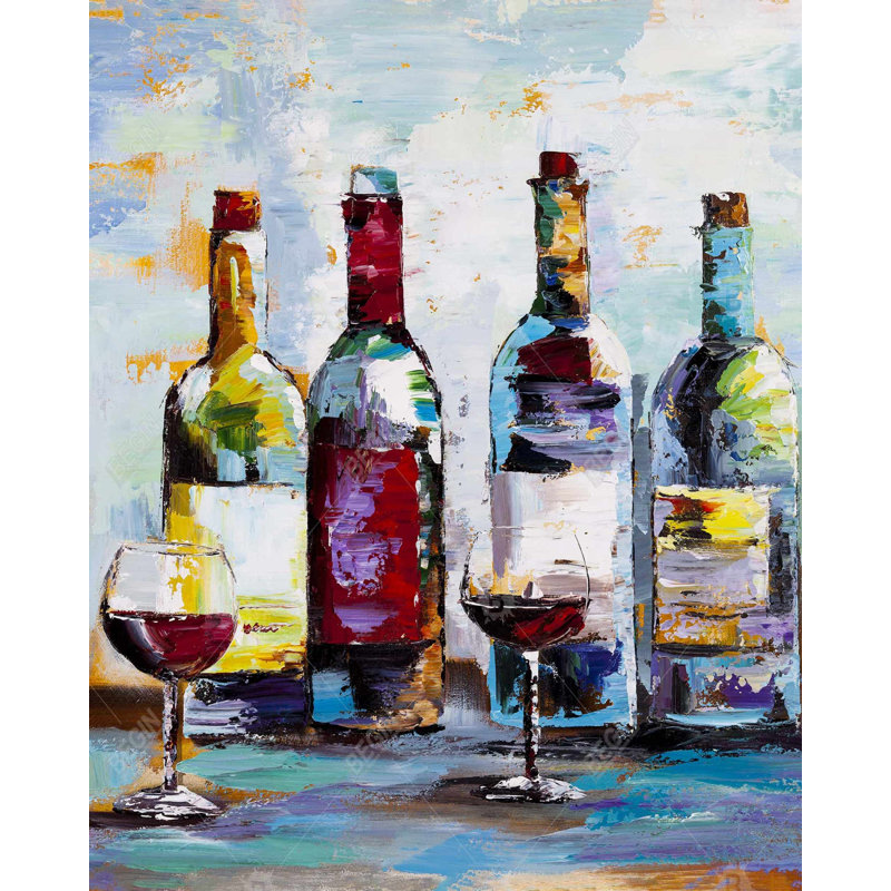 Wine Tasting - Red Contemporary Canvas for Home Decor
