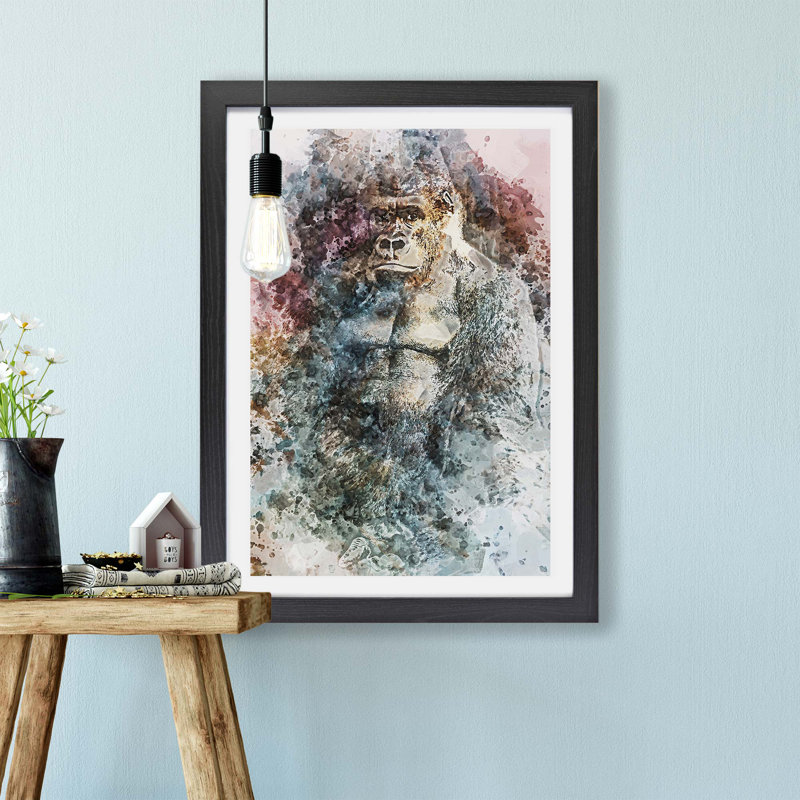 The Silverback Gorilla - Framed Print, 33cm H x 45cm W x 2cm D, Black