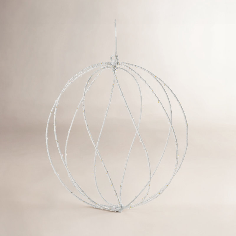 Twinkle Lit Sphere, White, Small, 15.75", White