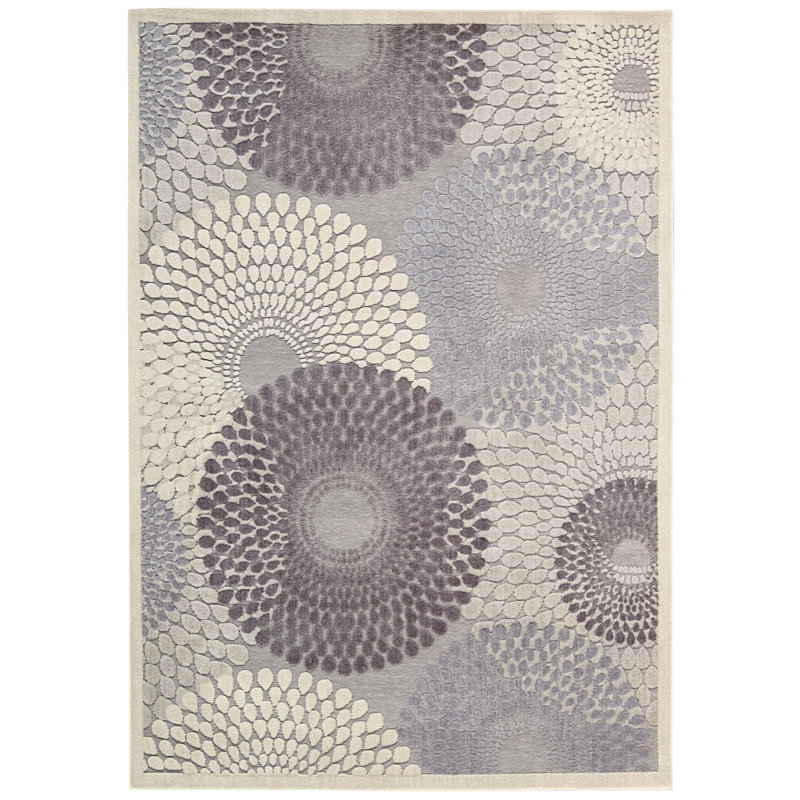 Tapis géométrique gris / ivoire / brun Cangelosi, Rectangle 5 pi 3 po x 7 pi 5 po