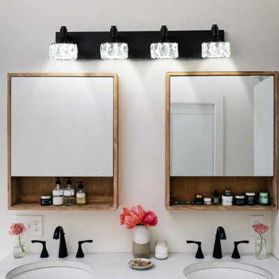 4 - Meuble-lavabo avec 4 lumières et abat-jour à DEL en cristal noir mat
