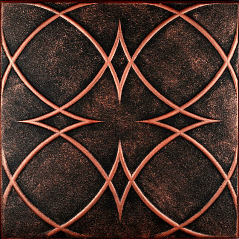 Carreau de plafond en polystyrène encollé 1,6 pi x 1,6 pi Circles and Stars, Cuivre noir