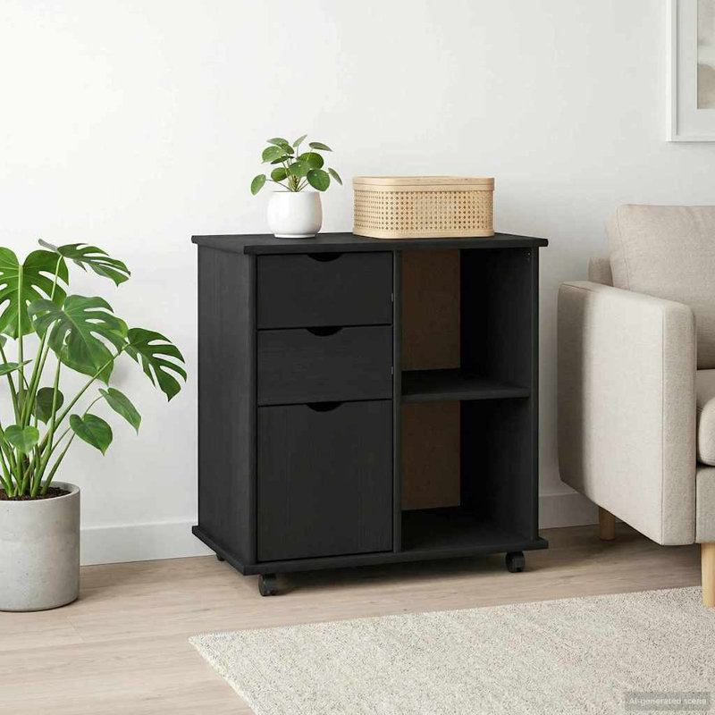 Solid Wood Standard Accent Cabinet, Black
