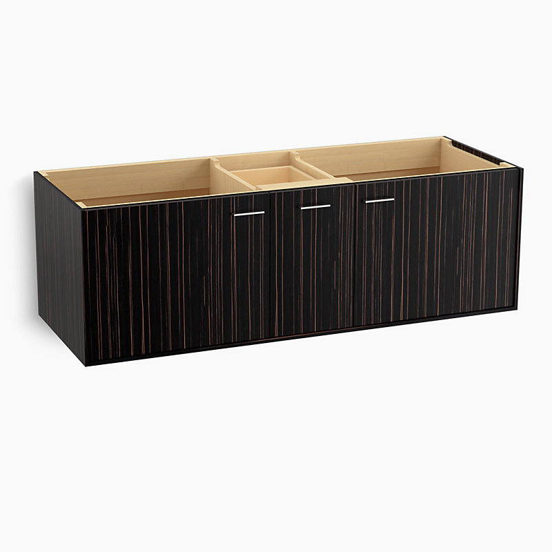 Base de meuble-lavabo pour 2 lavabos dans des tons de jute (base seulement), Velours ébène