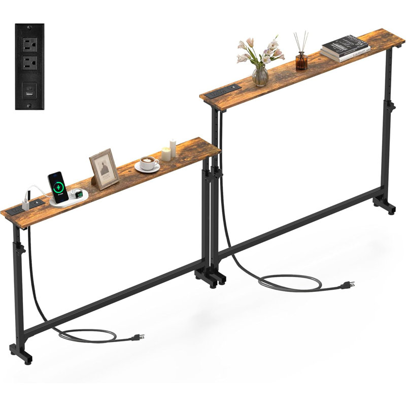 L 5,9 po x L 78,8 po, console étroite à hauteur réglable (23,6 po à 33,5 po), longue table de canapé derrière