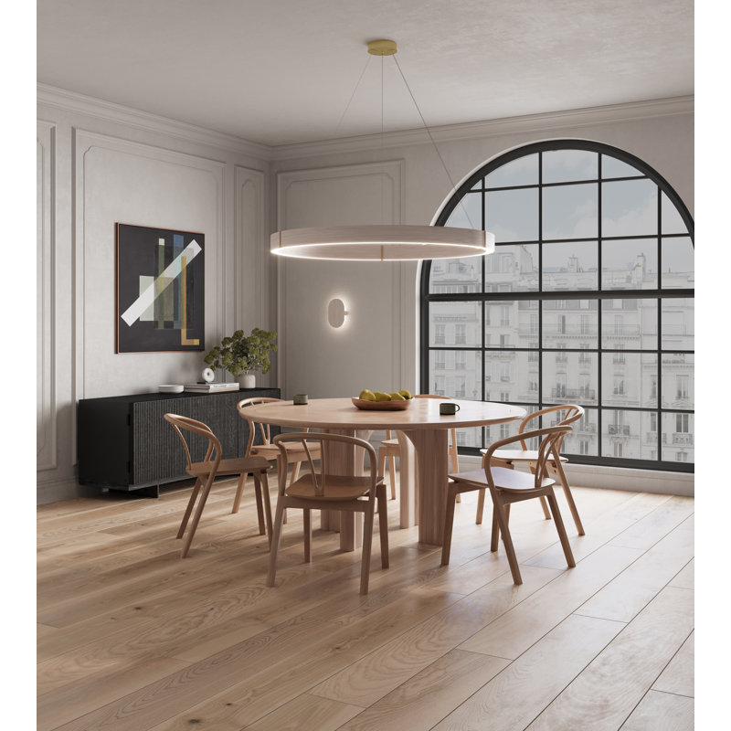 Redeo 36" Pendant Light, White Washed Oak, Brushed Brass, 3000K