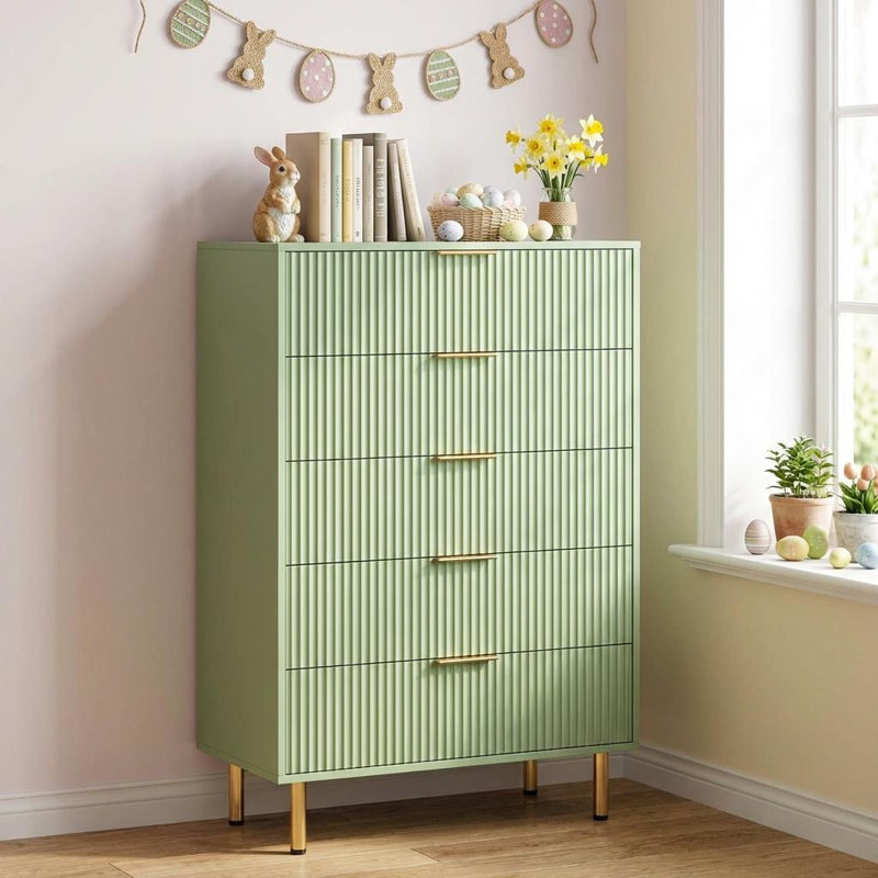 70.1 cm W Chest of 5 Drawers, Green