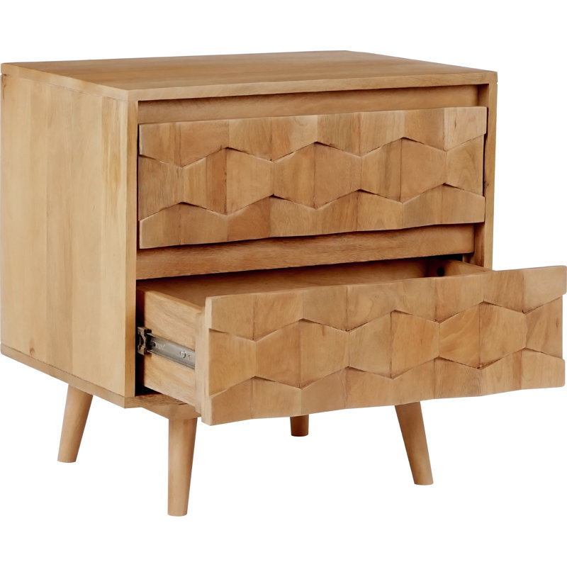 Alice 2 - Drawer Solid Wood Nightstand