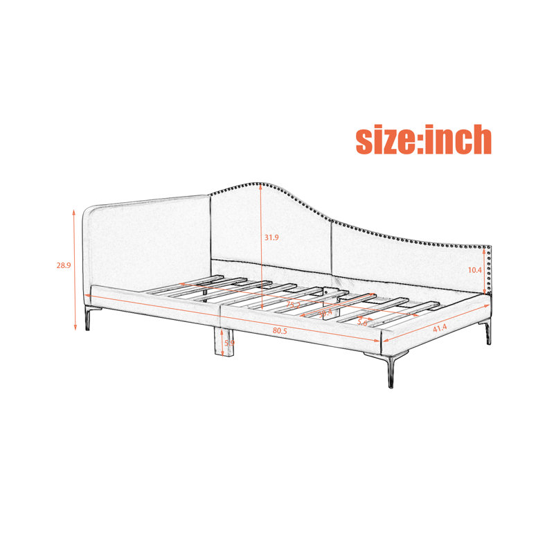 Kirstynn Upholstered Standard Bed, Twin, Beige