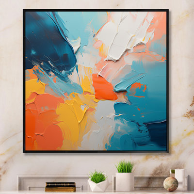 «Blue and Orange Paint Abstract Expression 3», art mural abstrait