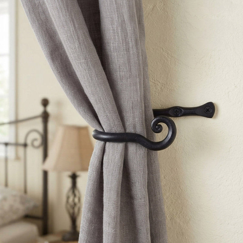 Black Metal Curtain Holdbacks, 1 Pair