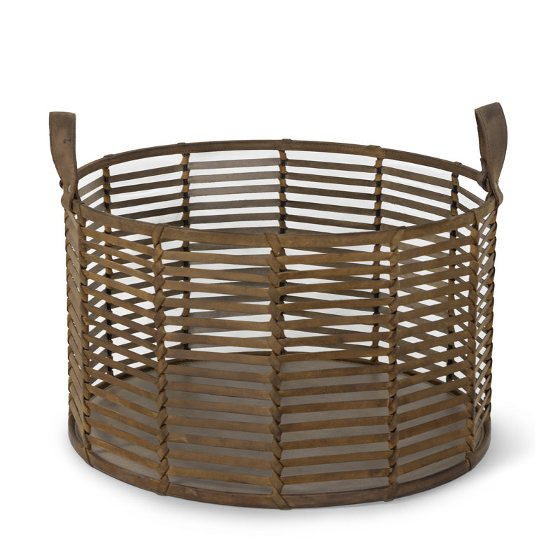 Regina Andrew Finn Leather Basket, 15.75" H x 20" W x 20" D