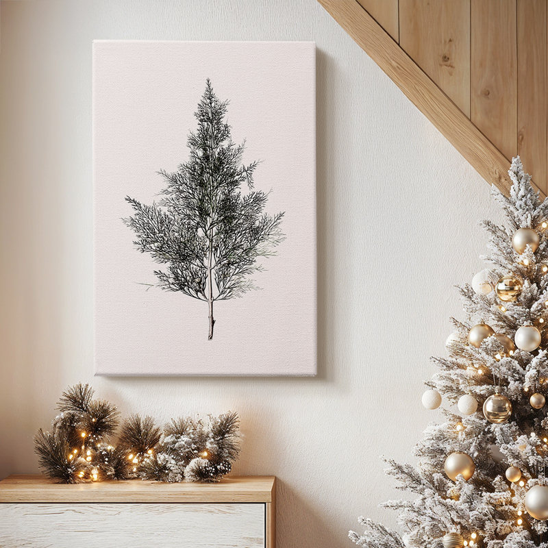 «Silver Blessing of Pines» - Toile tendue avec châssis de qualité supérieure, H 18 po x l 12 po