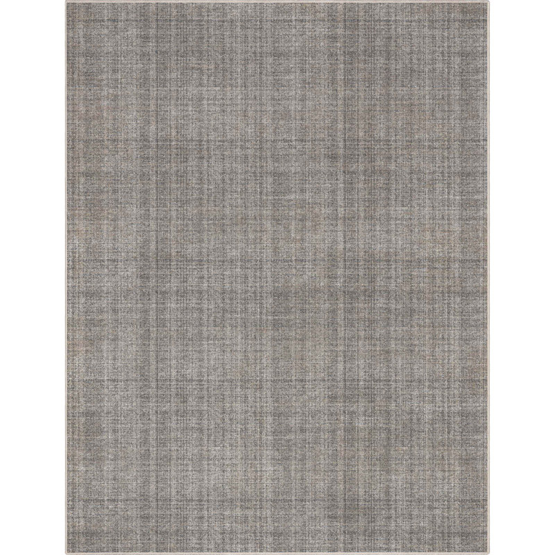 Nuzzo Burst Retro Plaid Flat-Weave Beige Anthracite Area Rug, Rectangle 5'3" x 7'3"