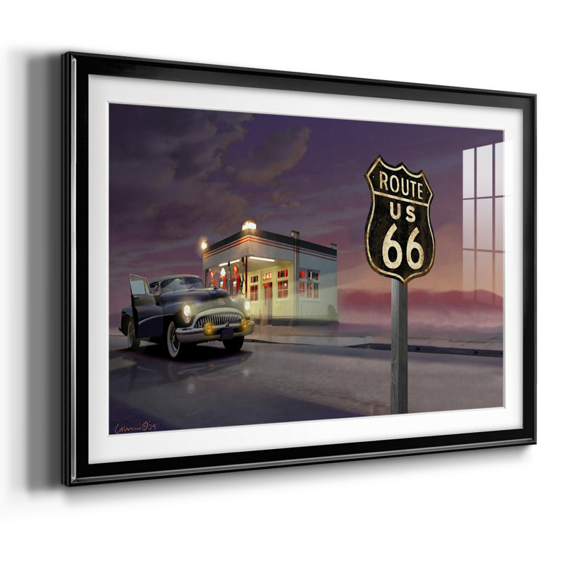 Route 66, reproduction d'art encadrée, Noir, H 15 po x l 21 po x P 1,5 po