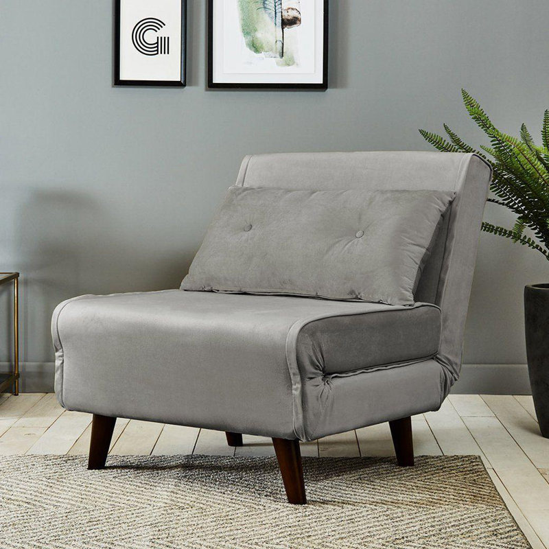 Trahan 1 Seater Fold Out Sofa Bed, Grey, 80cm H x 75cm W x 86.5cm D