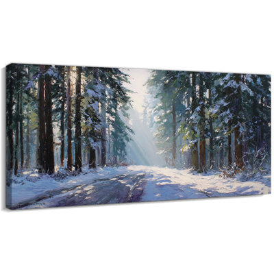 Hiver, forêt, art mural, pin de Noël, paysage de neige, reproduction d'art pour salon, photos murales, nature moderne, impressions sur toile, 16 po x 32 po