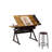 Adjustable Drawing Drafting Table Desk With 2 Drawers For Home Office And School With Stool(Brown)-1172543192