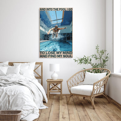 «Natation et dans la piscine, je pars», reproduction d'art rectangulaire sur toile tendue sur toile tendue