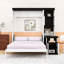 Lit escamotable en bois avec bureau, armoires et tablettes-133075447