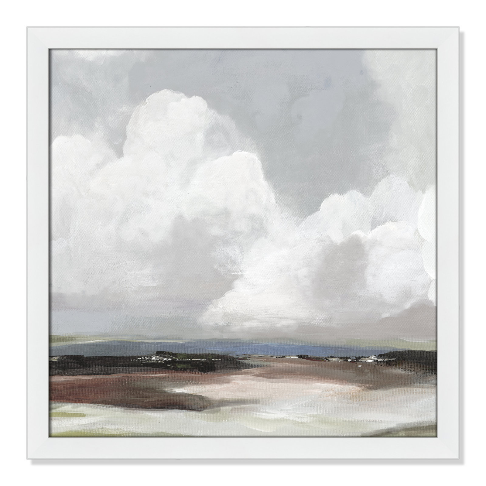 Avron "Morning Air" Painting, 24.5" H x 24.5" W x 1.12" D, White Framed
