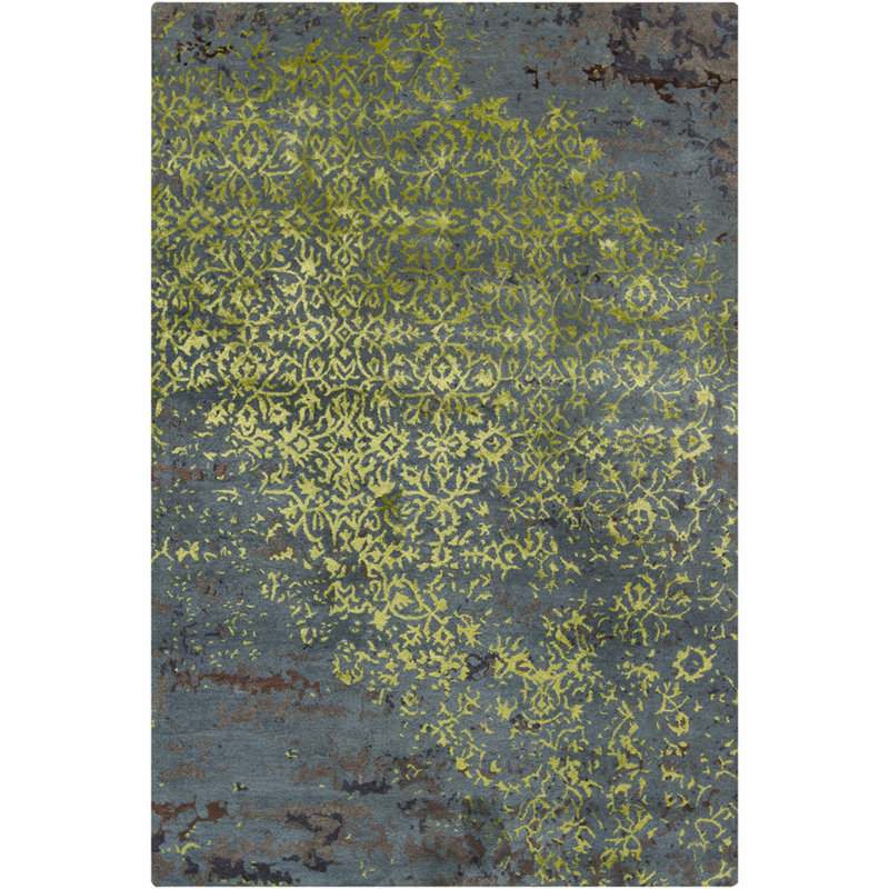 Rupec Grey/Green Abstract Area Rug, 7'9" x 10'6"
