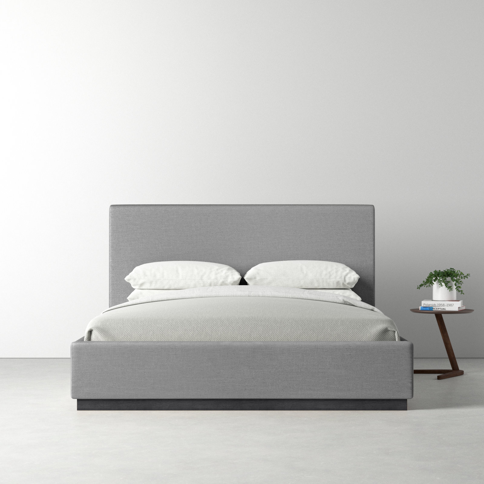 Citori Linen Upholstered Bed, King, Grey Linen Textured Fabric