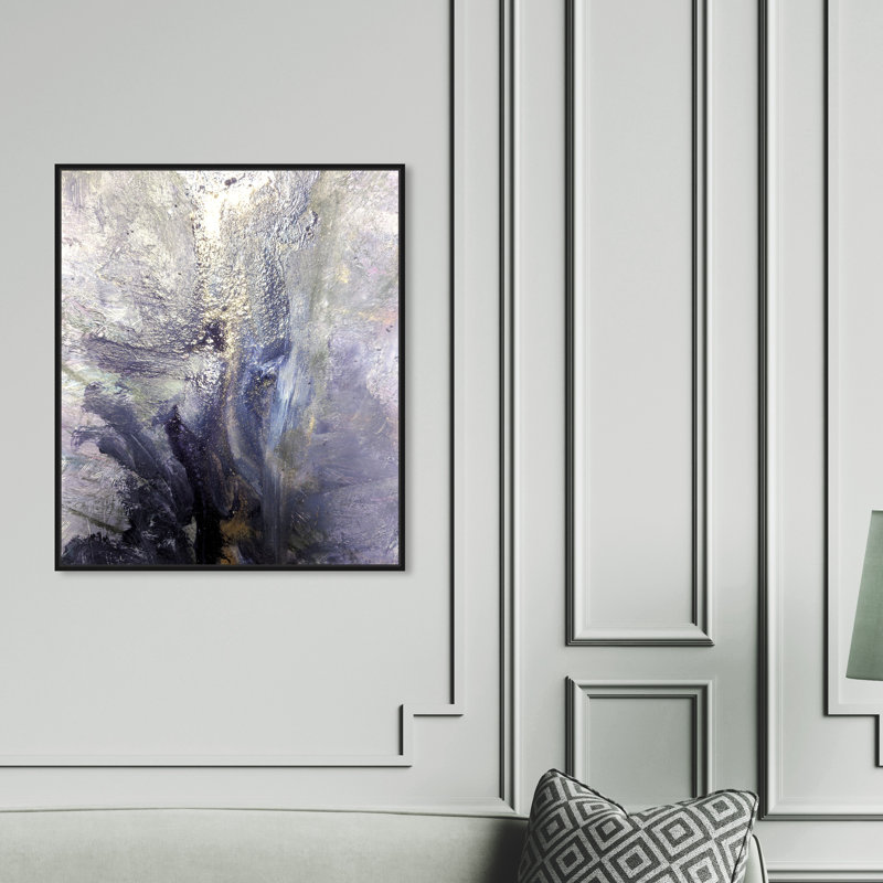 «Dreaming Abstract Silver Abstract», impression sur toile tendue, H 36 po x l 30 po, Cadre flottant noir