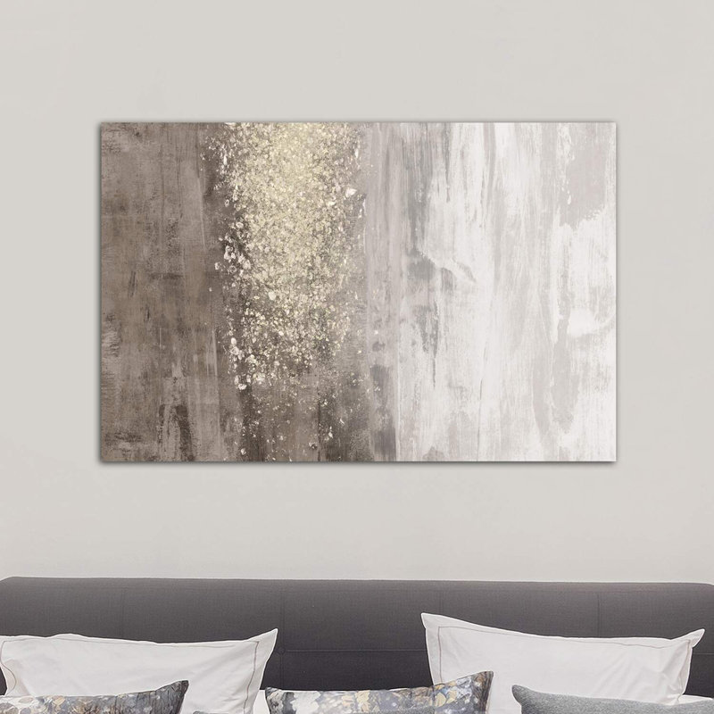 «Glitter Rain II» par Jennifer Goldberger - reproduction d'art encadrée, H 26 po x l 40 po x 1,5 po, Toile tendue