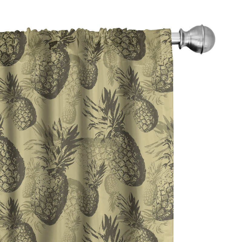 Pineapple Semi-Sheer Rod Pocket Curtain Panels, 28" x 84"