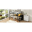 Lit mezzanine double en métal noir avec bureau, escalier de rangement, petite armoire et 7 couleurs à DEL, espace élégant de taille compacte, livré avec