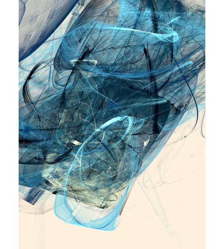 Bluish _ 29108 Print by Rica Belna, Black Framed Canvas, 71" H x 53" W, 70" H x 52" W