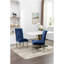 Chenille bleue revêtue de 2 chaises de salle à manger avec un design ergonomique et des pieds réglables de style rectangulaire avec revêtement en acier-1293388707