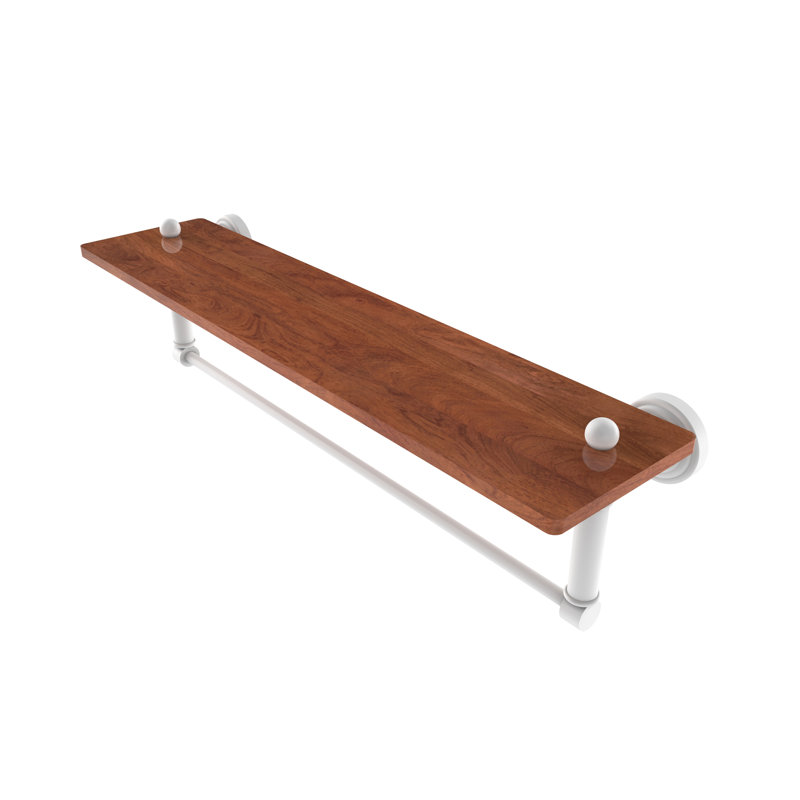 Beresford Bracket Shelf with Towel Bar, Matte White, 4" H x 22" W x 5" D