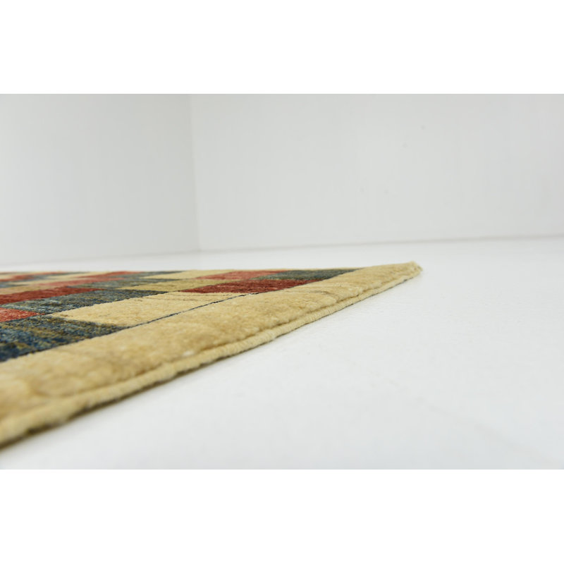 Tapis de zone en laine 3 pi 10 po x 6 po one-of-kind à la main noué la Nash