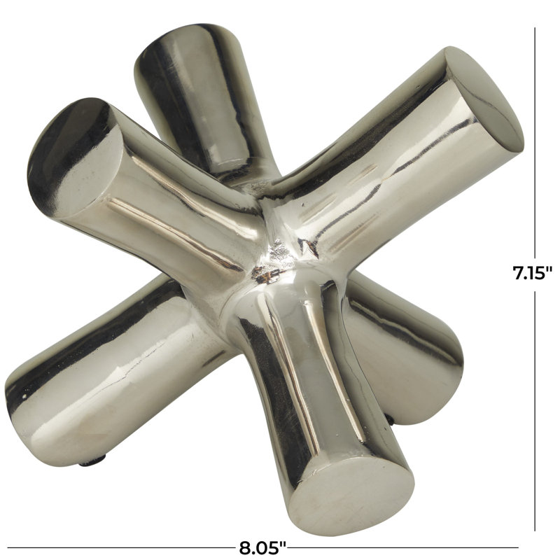 Sculpture en aluminium et aluminium Jack, H 7,15 po x l 8,05 po x P 9 po, Argent