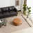 Modish Round Ottoman: Boucle Top With Splayed Rubber Wood Legs, Pumpkin Orange-1150213470