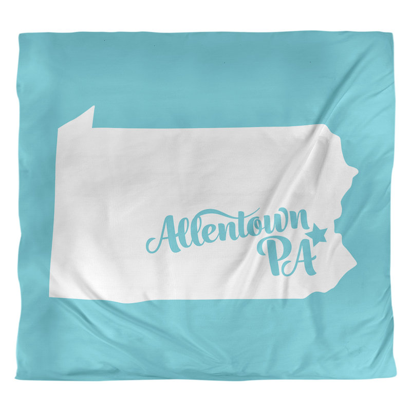 Housse de couette réversible Allentown Pennsylvania, Microfibre, Housse de couette pour grand lit, Bleu sarcelle