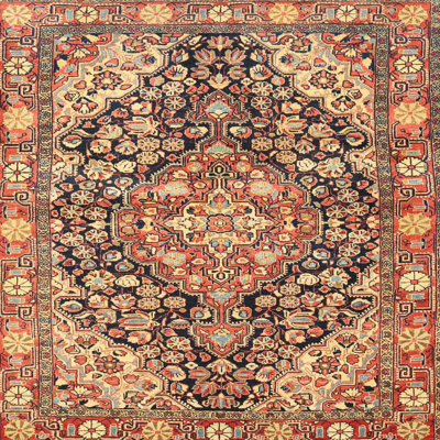 Tapis oriental orange / brun / beige