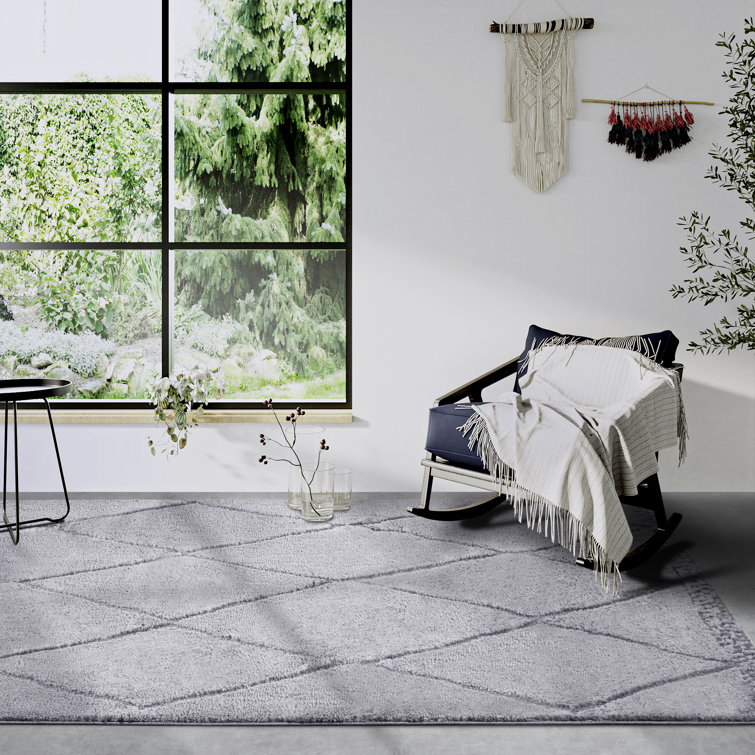 , Light Grey Gallery Geometric Machine Woven Area Rug