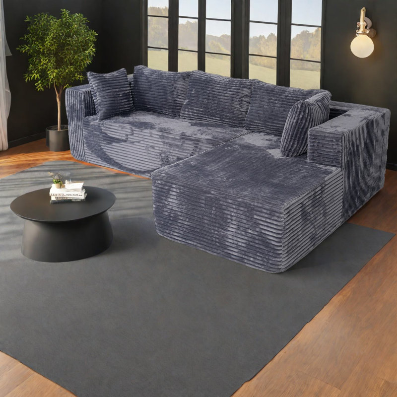 Compression Sectionals 100 Inch Corduroy Modular Modern Sofa For Home