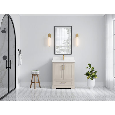 Boston 30 In. W X 22 In. D Single Sink Bathroom Vanity In Fine Grain With 2 In. Viola