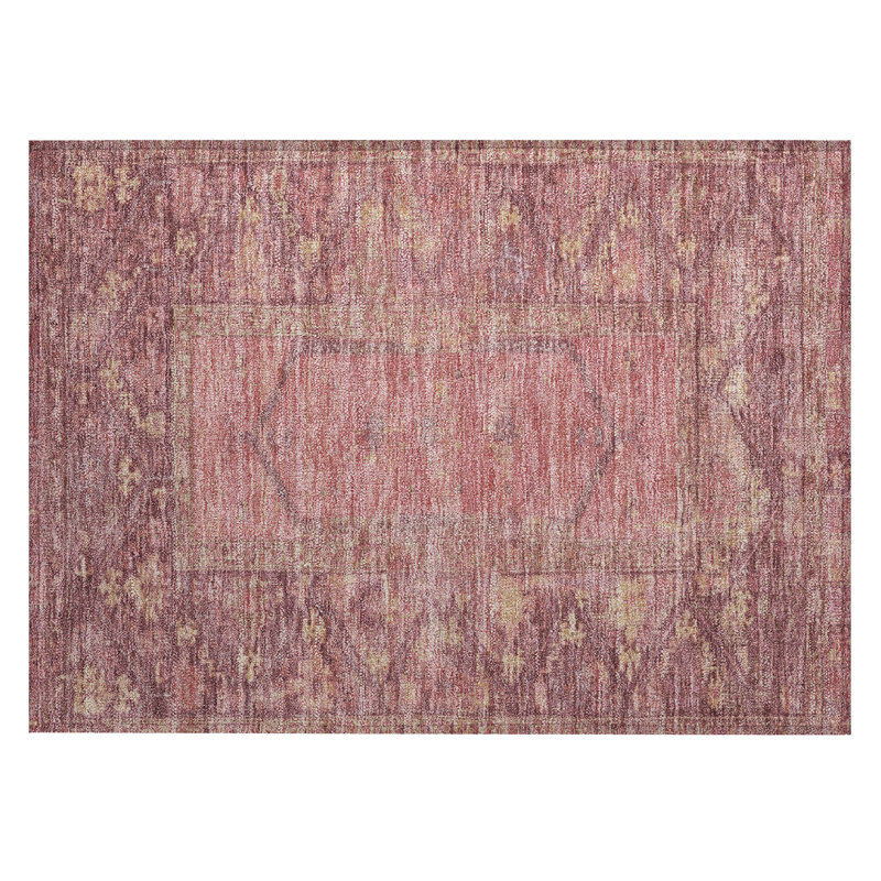 Machine Washable Indoor/Outdoor Xhevrie Blush Rug, Rectangle 1'8" x 2'6"