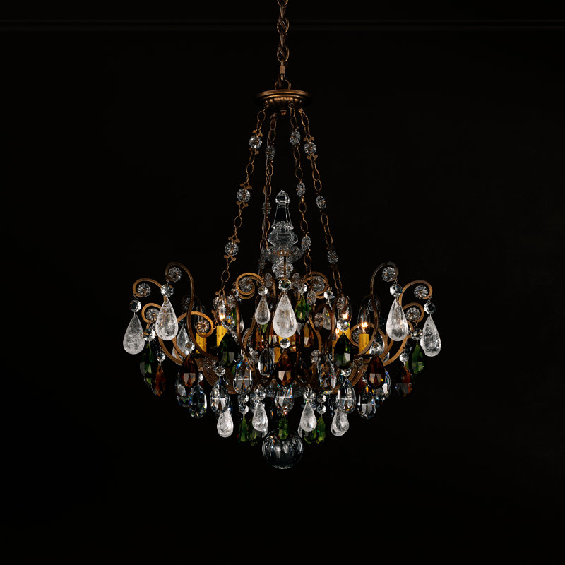 Renaissance 8 - Light Glass Chandelier, Etruscan Gold / Combination of Olive and Smoke