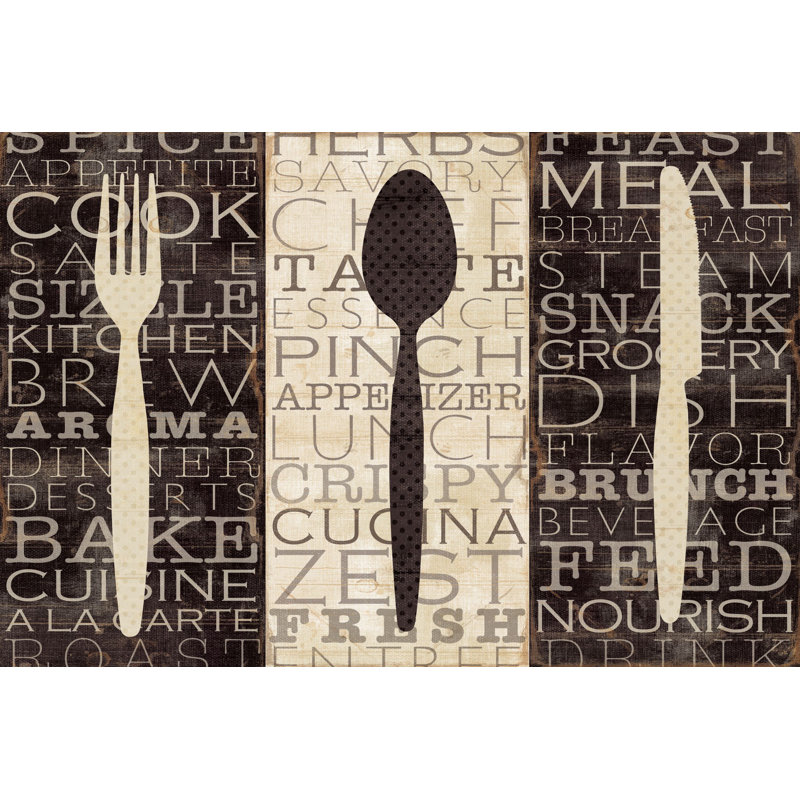 Kitchen Words Trio by Pela Studio - Wrapped Canvas Art Prints, 30cm H x 46cm W x 3.8cm D